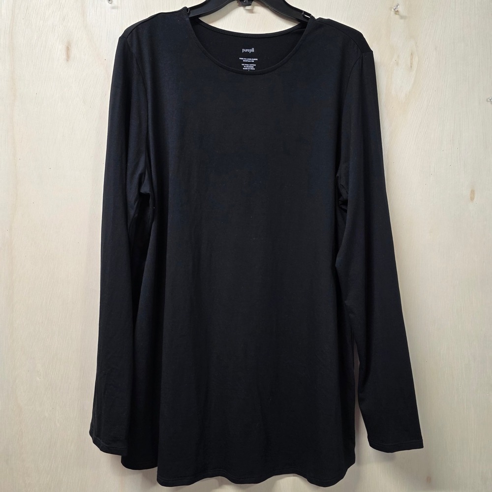 J. Jill Pure Jill Black Pima Cotton Shirttail Tee Long Sleeve Tall Large